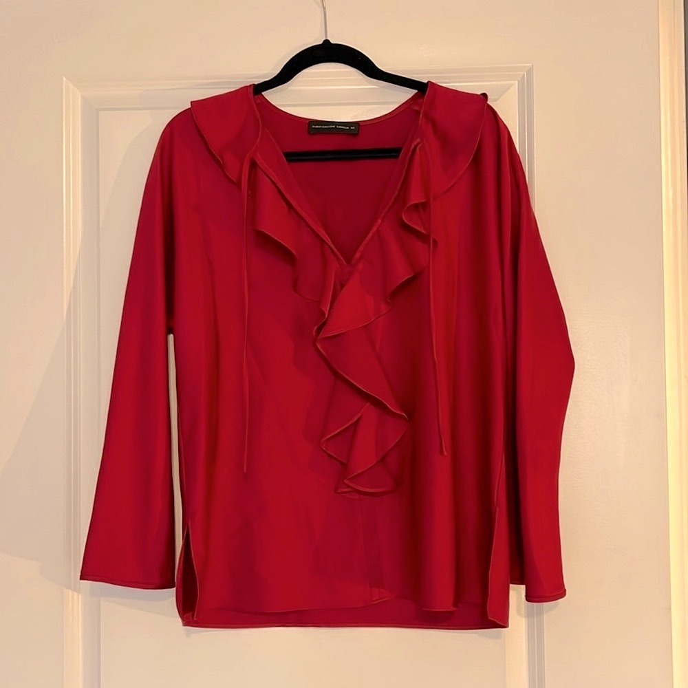 Purificación García, dark red, ruffle blouse, Size 40 (M)